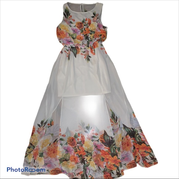 Bisou Bisou Dresses & Skirts - BISOU BISOU WHITE SHEER MAXI DRESS WITH SLITS